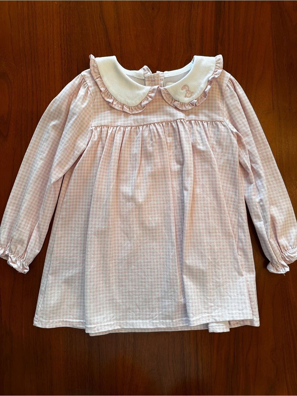 Cecil and Lou “B” Pink Gingham Long-Sleeve Peter Pan Collar Top size 5